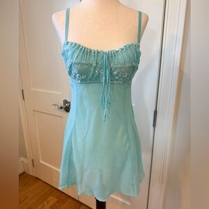 Victoria's Secret Light Blue Sheer Silk Vintage Chemise
